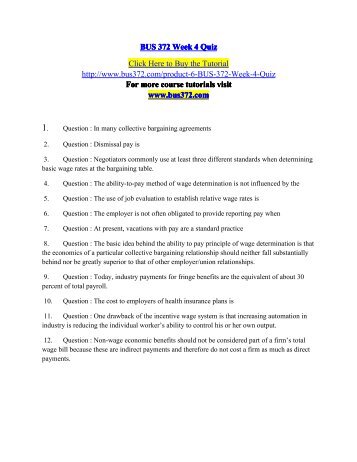 bus 372 week 2 quiz Bus 372 week 2 quiz for more course tutorials visit wwwbus372com 1 question : most senior pilots at major us airlines annually earn 2. bus 372 week 2 quiz Bus 372 week 2 quiz for more course tutorials visit wwwbus372com 1 question : most senior pilots at major us airlines annually earn 2.