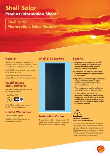 Shell ST20 Photovoltaic Solar Module