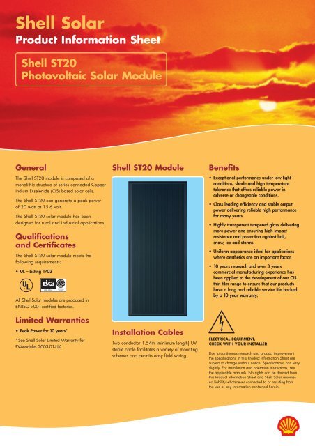 Shell ST20 Photovoltaic Solar Module