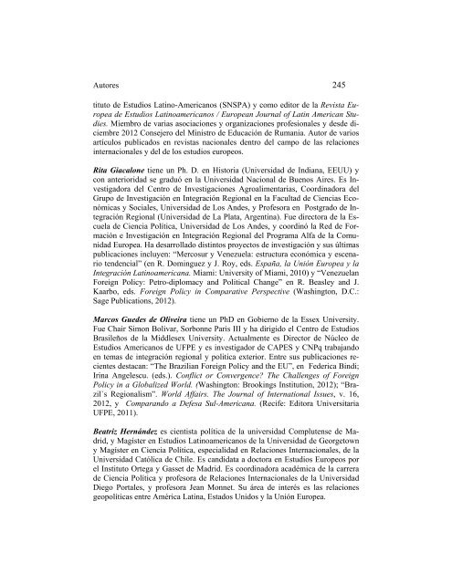 Integración Regional y Relaciones Unión Europea-América Latina