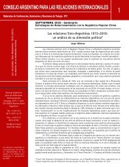 Las relaciones sino-argentinas 1972-2010 - Consejo Argentino para ...
