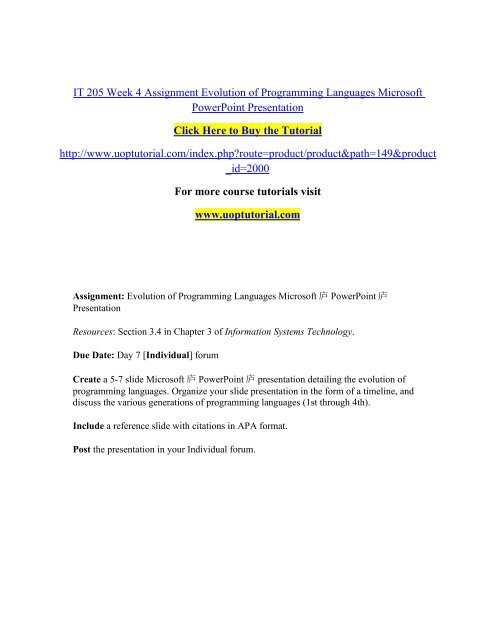 IT 205 Week 4 Assignment Evolution of Programming Languages Microsoft ...