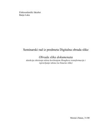 Seminarski rad iz predmeta Digitalna obrada slike Obrada slika dokumenata