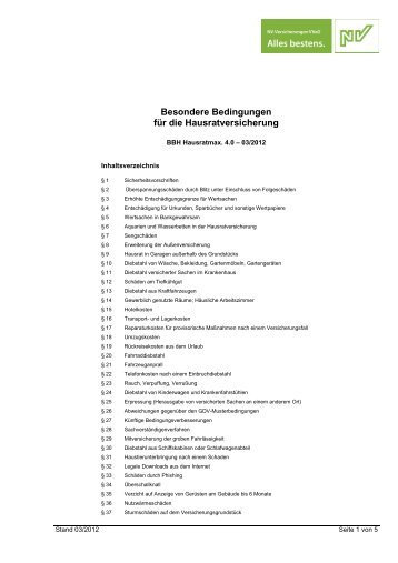 BBH Hausratmax. 4.0 - NV Versicherung