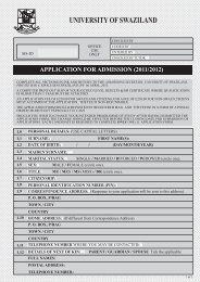 university of swaziland application for admission (2011/2012)