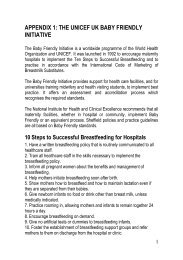 THE UNICEF UK BABY FRIENDLY INITIATIVE - NHS Sheffield