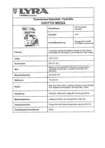 LYRA Giotto Sicherheitsdatenblatt