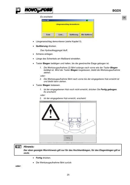 Betriebsanleitung für Biegetisch BGD5