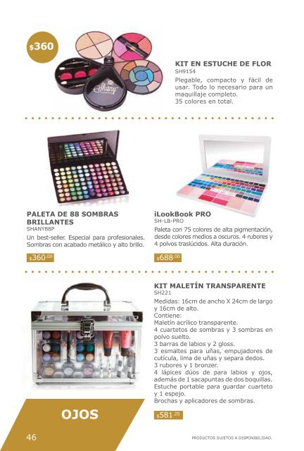 PRODUCTOS SUJETOS A DISPONIBILIDAD