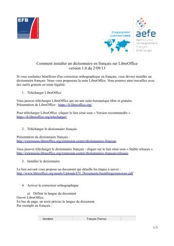 Comment installer un dictionnaire en français sur LibreOffice version ...