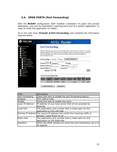 basic configuration guide for adsl router - aw4062 ... - Movistar