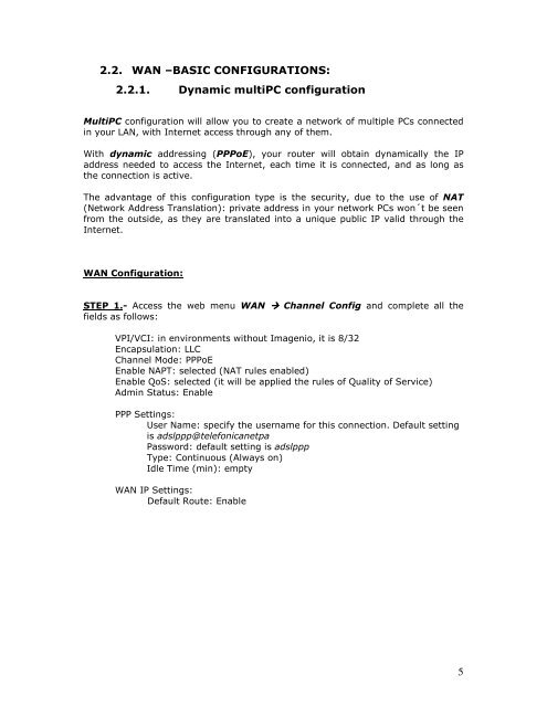 basic configuration guide for adsl router - aw4062 ... - Movistar