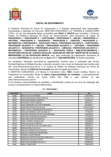 Edital de Deferimento de Inscrições - Meritum Concursos