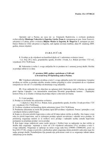 Posl.br. Ovr 157/08-24 Općinski sud u Pazinu, po sucu mr. sc ...
