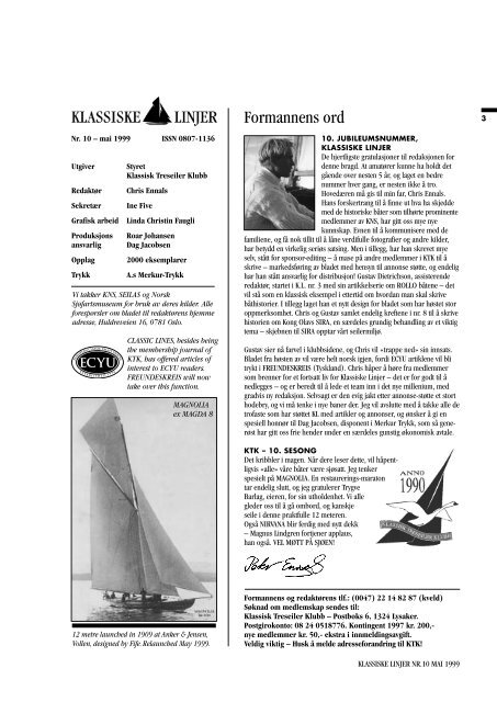 Klassiske Linjer nr 10 1999 - Klassisk Treseiler Klubb