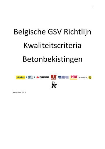 Belgische GSV Richtlijn Kwaliteitscriteria Betonbekistingen