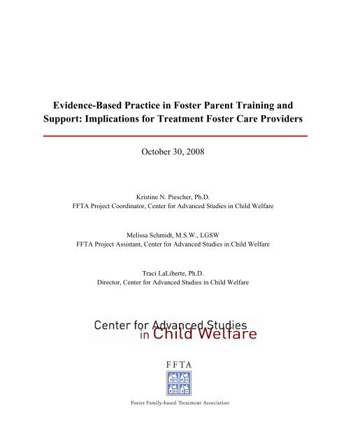 Evidence-Based Practice in Foster Parent Training and Support ...