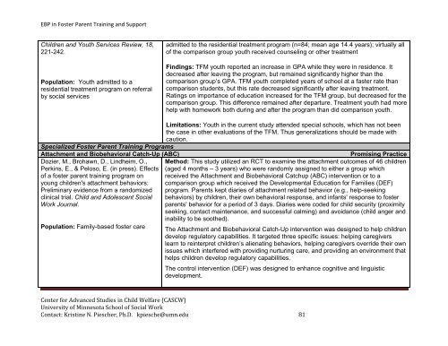 Evidence-Based Practice in Foster Parent Training and Support ...