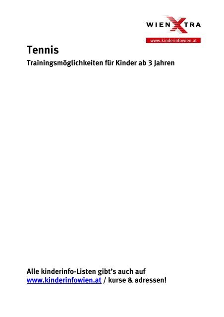 Tennis - wienXtra-kinderinfo