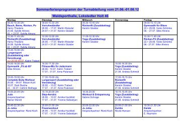 Sommerferienprogramm der Turnabteilung vom ... - Niendorfer TSV