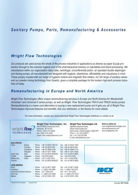 SANITARY POSITIVE DISPLACEMENT PUMPS