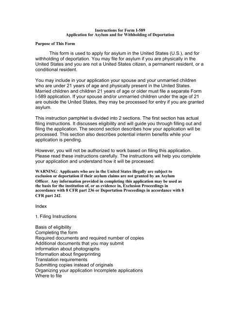 Immigration Form I 589 Printable
