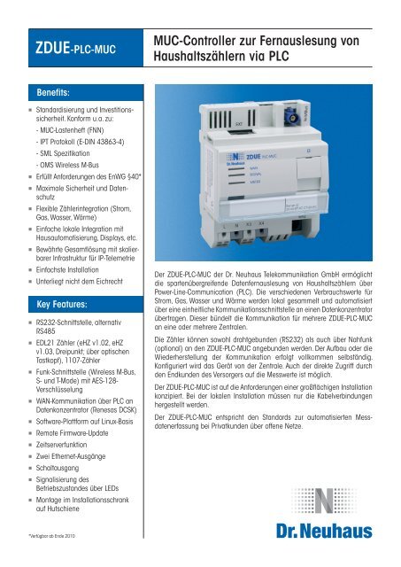 MUC-Controller zur Fernauslesung von Haushaltszählern via PLC