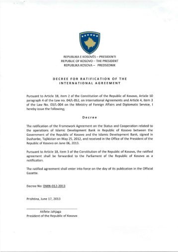 agreement on the status and cooperation related to the operations of ...