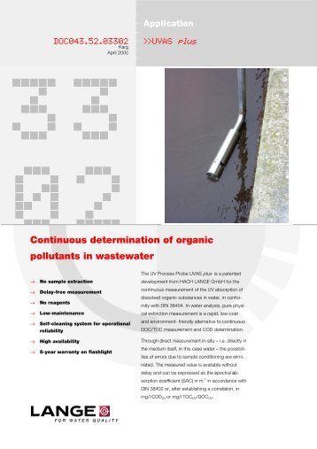 Continuous determination of organic pollutants in ... - Hach Lange