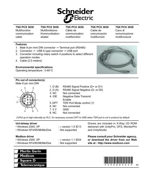 Page 1 6 TSX PCX 3030 Multifunction communication cable TSX ...