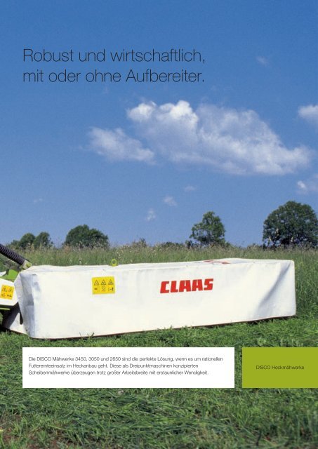 CLAAS DISCO Heck- und Front-Scheibenmähwerke