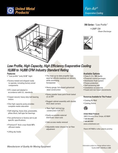 Fan-Air 724 (Down Discharge) Product Catalog - United Metal ...