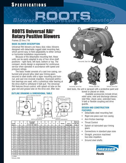 S Roots Universal Rai Rotary Positive Blowers