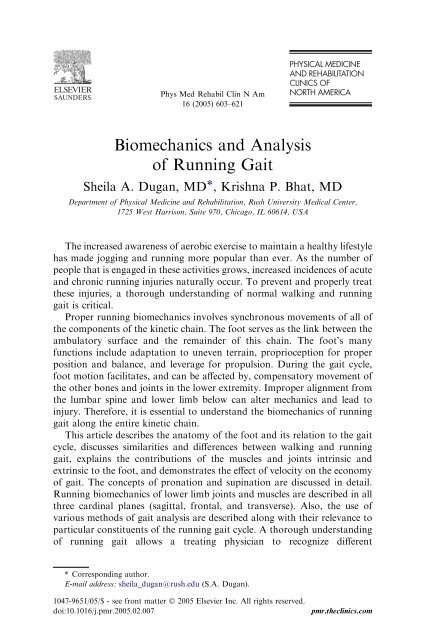 Biomechanics and Analysis of Running Gait