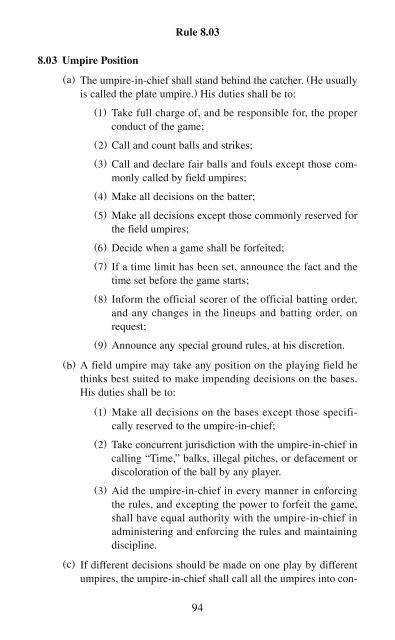 OFFICIAL BASEBALL RULES