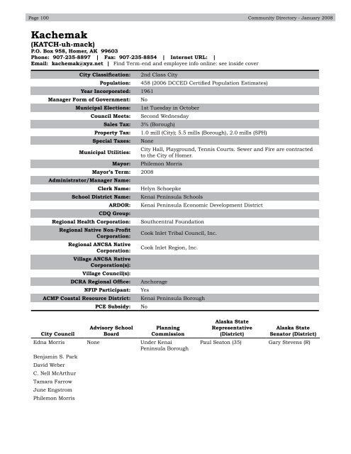 Alaska Community Directory 2008 - Alaska Department of ...