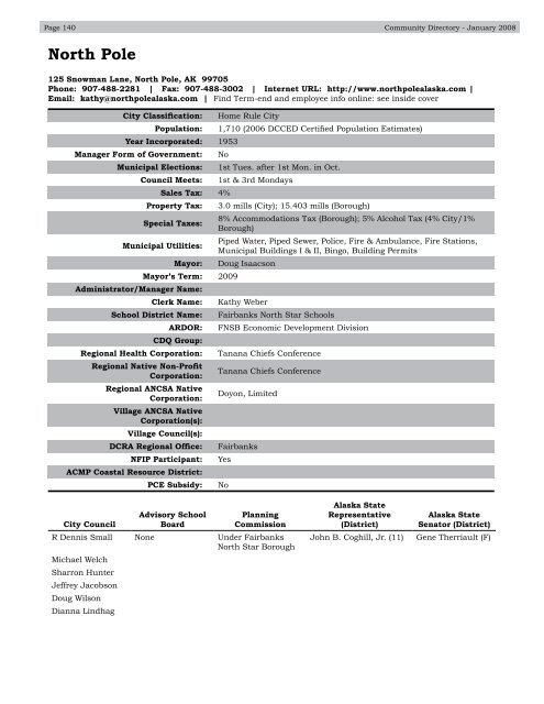 Alaska Community Directory 2008 - Alaska Department of ...