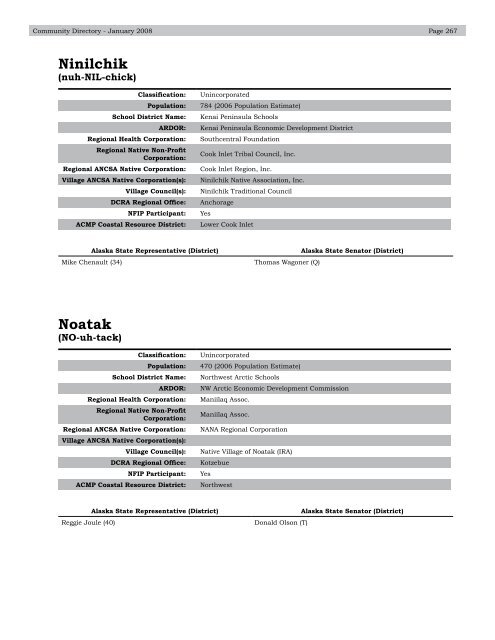 Alaska Community Directory 2008 - Alaska Department of ...