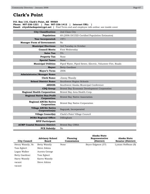 Alaska Community Directory 2008 - Alaska Department of ...