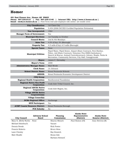 Alaska Community Directory 2008 - Alaska Department of ...