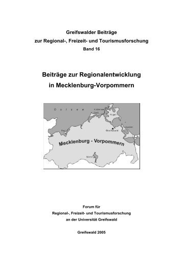 Greifswalder Beiträge zur Regional-, Freizeit- und Tourismusforschung