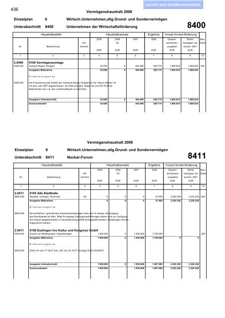 Haushaltsplan 2008 - Esslingen