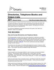 Directories, Telephone Books and Voters Lists - Archives publiques ...