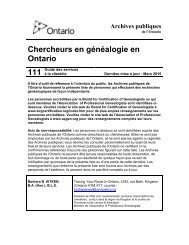 Chercheurs en généalogie en Ontario 111 - Archives publiques de l ...