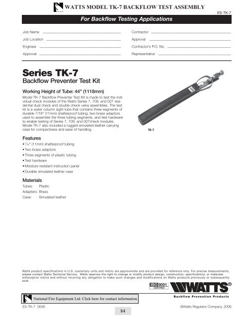 Table Of Contents Backflow Replacement Parts