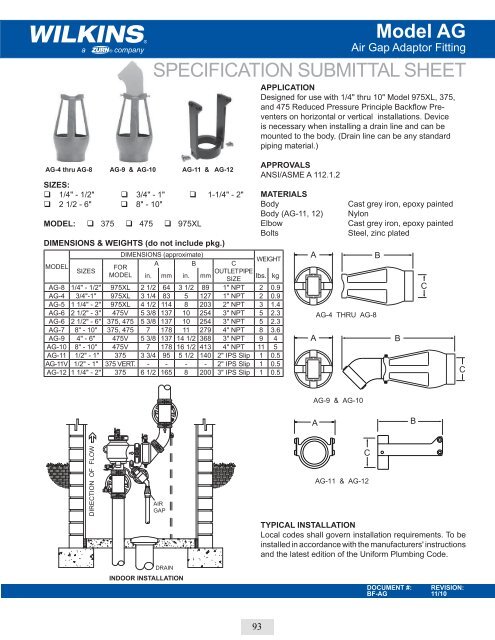 Table Of Contents Backflow Replacement Parts