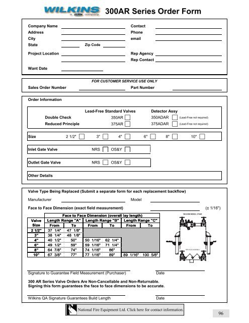 Table Of Contents Backflow Replacement Parts