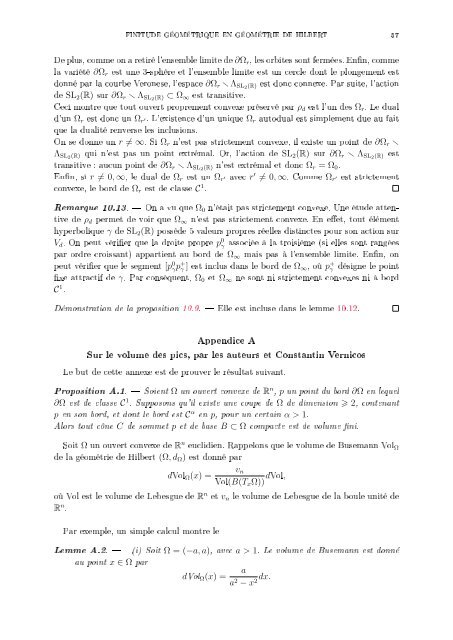 FINITUDE GÉOMÉTRIQUE EN GÉOMÉTRIE DE HILBERT