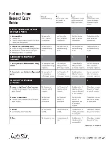 Fuel Your Future Research Essay Rubric