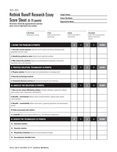 Rethink Runoff Research Essay Score Sheet